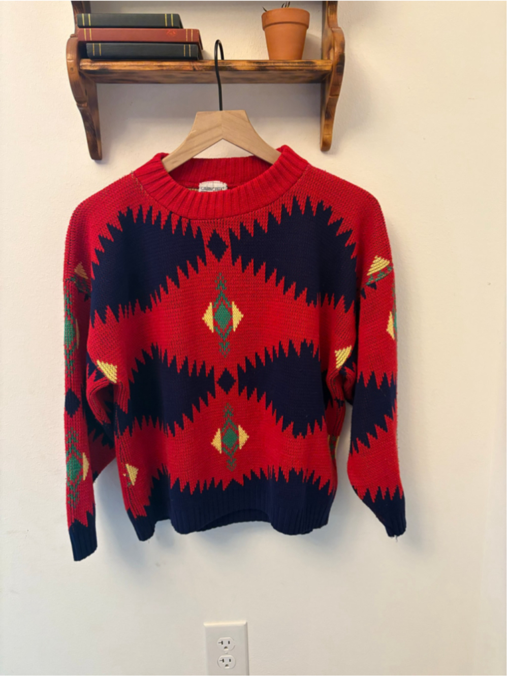 80s Vintage Cabin Creek Southwestern Aztec Geometric Crewneck Sweater | Petite M